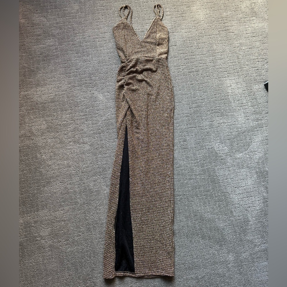 Gold and black maxi dress